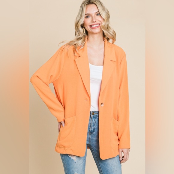 Culture Code One Button Long Sleeve Blazer with Pockets. 10010069267 - Picture 4 of 4